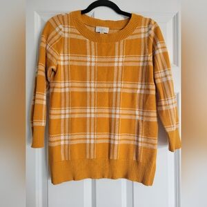 Women's Mustard Plaid Sweater